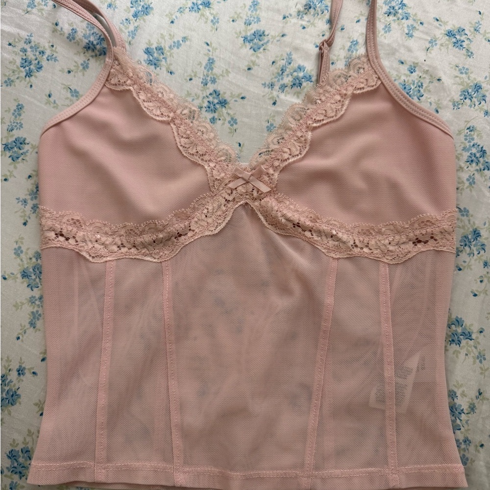 Garage Blush Pink Lace Trim Camisole Top